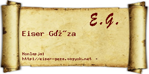 Eiser Géza névjegykártya